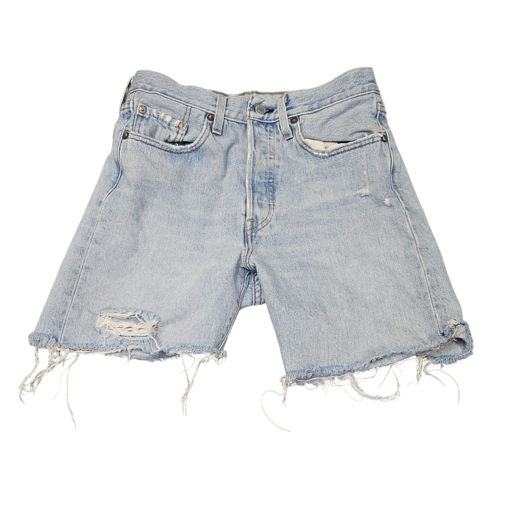 Levi's 501 Premium Denim Cutoff Shorts 27 Light Wash Distressed Grunge Beach Y2K